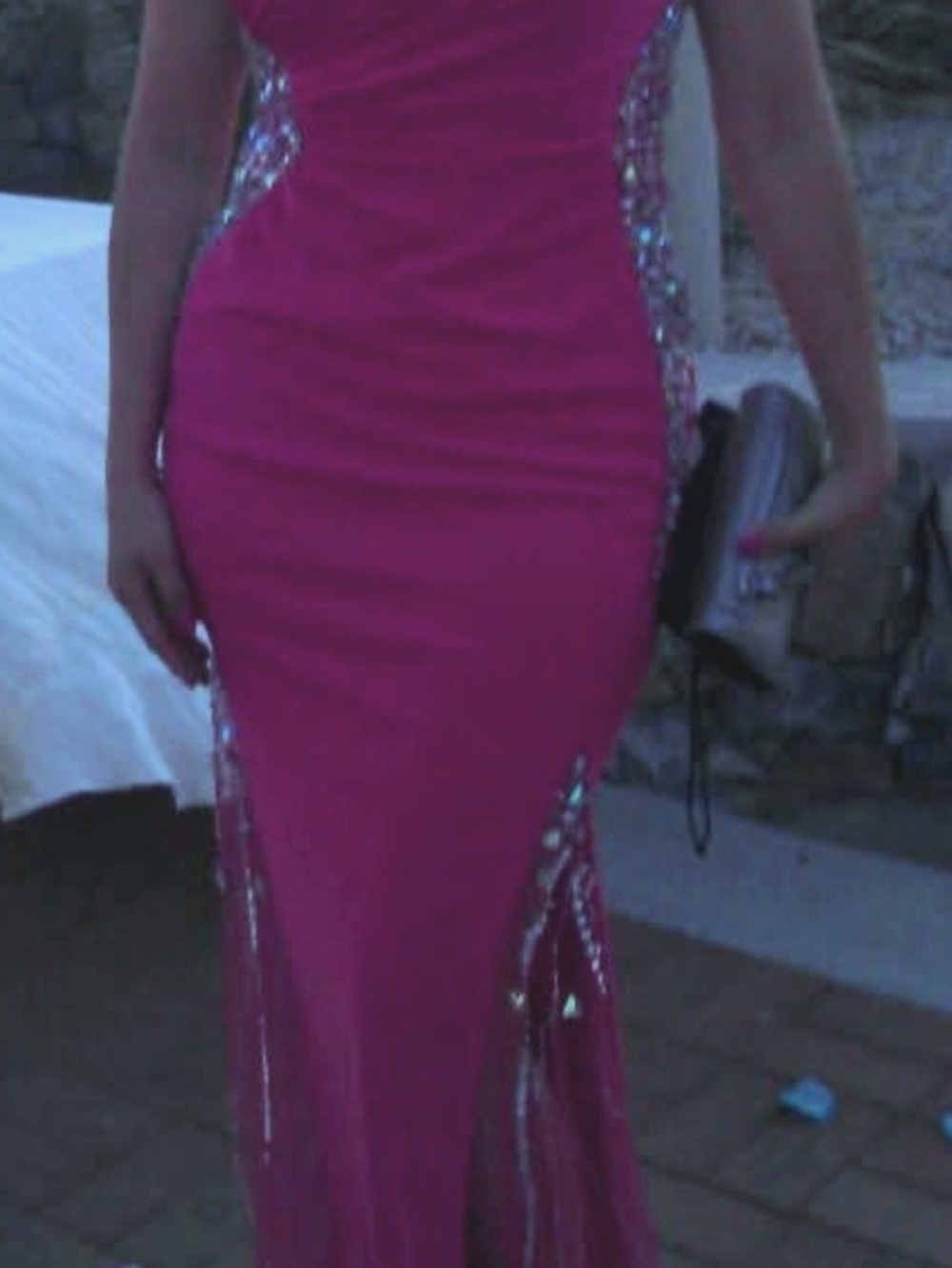 Fuchsia Embellished Evening Gown